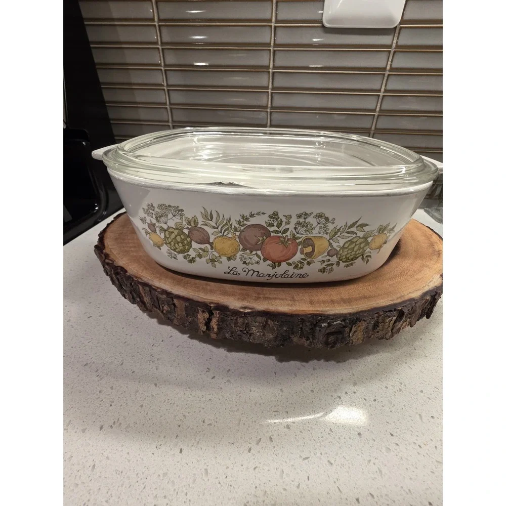 Corning Ware Spice of Life L'Echalote A-8-B Dish w/Clear Pyrex A-9-C Lid 1.4L